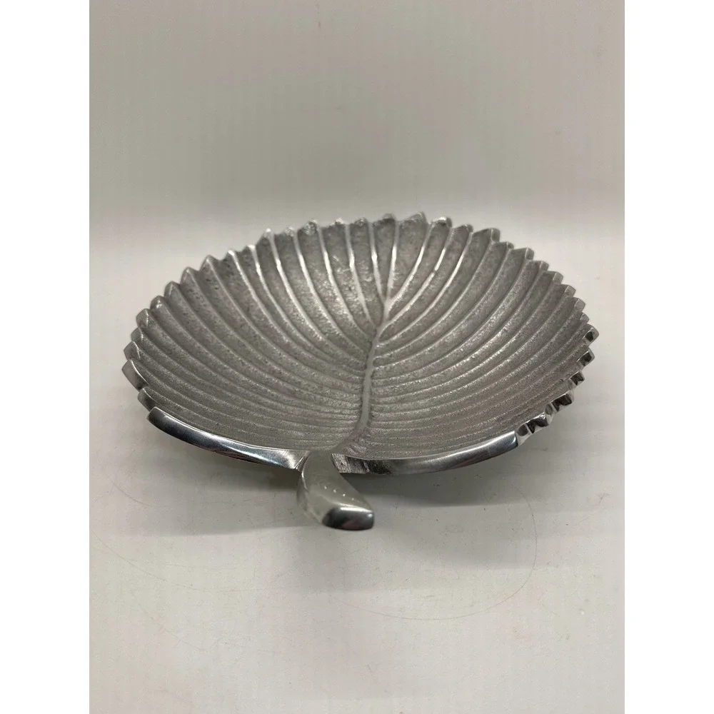 Cast‎ Aluminum Leaf Tray Bowl Silver Decorative Dish India 9